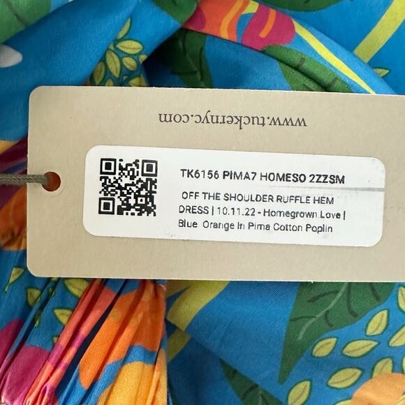 Tucker NYC Off The Shoulder Ruffle Hem Midi Floral Print Dress Size Small - Picture 4 of 6